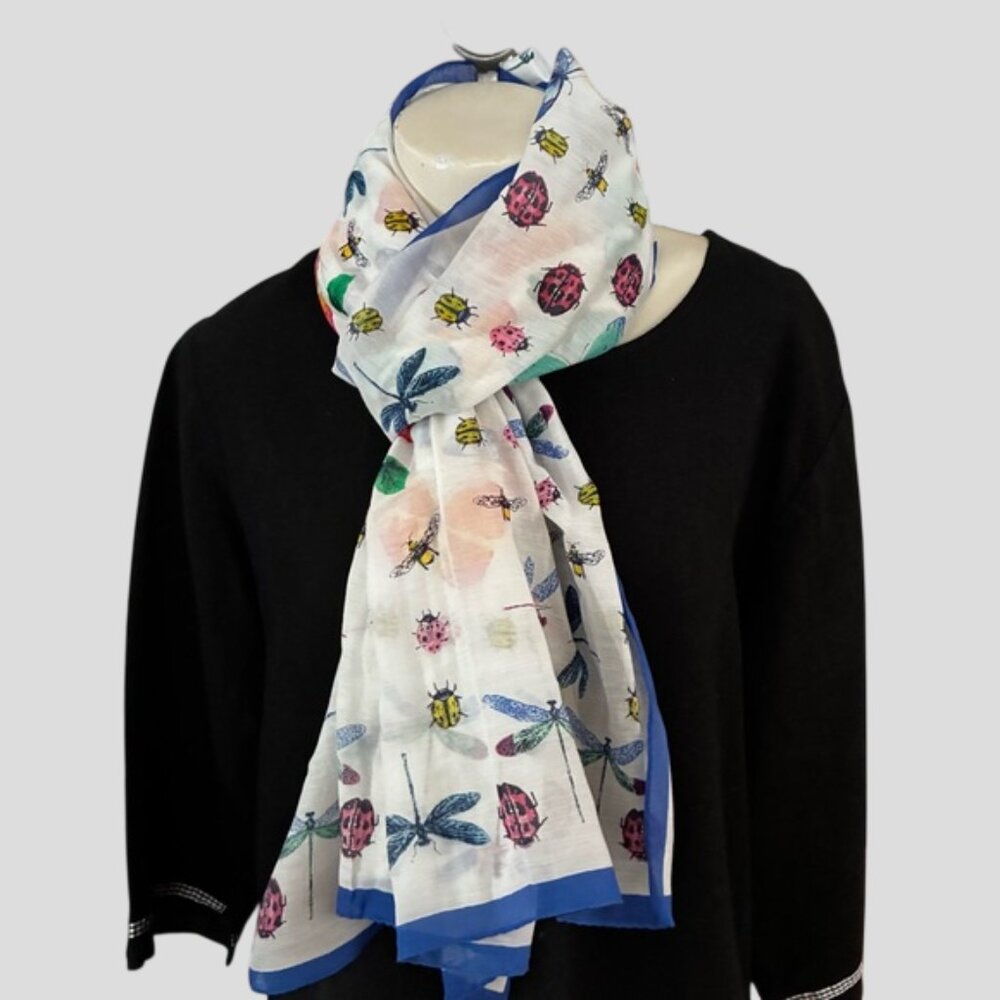 Echo For Talbots Insect Large Scarf Butterfly, Ladybug, Dragonfly, Bee